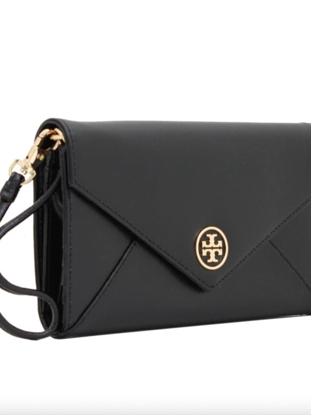 Tory Burch Robinson Envelope Wristlet Wallet β Black/Gold β Excellent Condition